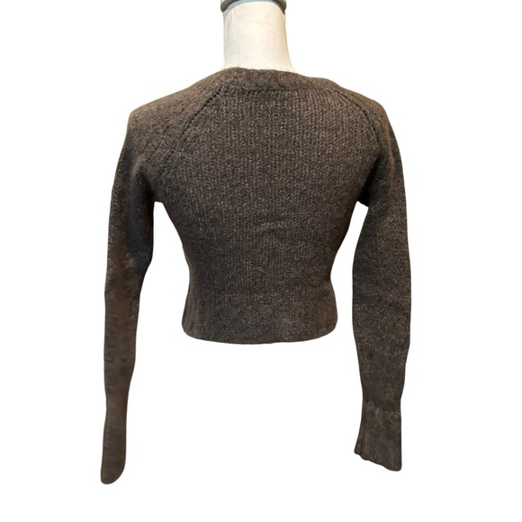 White + Warren Women's‎ Sweater Small Brown Cashmere Silk Blend Long Sleeve Crop - Picture 2 of 5